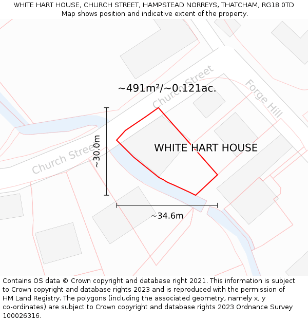 WHITE HART HOUSE, CHURCH STREET, HAMPSTEAD NORREYS, THATCHAM, RG18 0TD: Plot and title map
