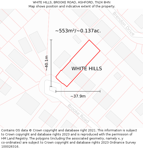 WHITE HILLS, BROOKE ROAD, ASHFORD, TN24 8HN: Plot and title map