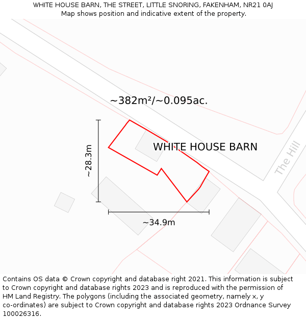 WHITE HOUSE BARN, THE STREET, LITTLE SNORING, FAKENHAM, NR21 0AJ: Plot and title map