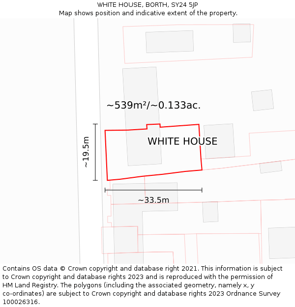 WHITE HOUSE, BORTH, SY24 5JP: Plot and title map