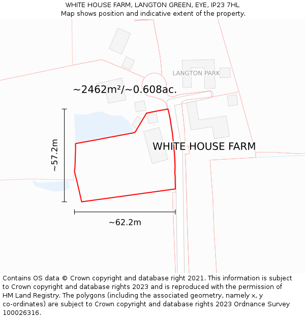 WHITE HOUSE FARM, LANGTON GREEN, EYE, IP23 7HL: Plot and title map