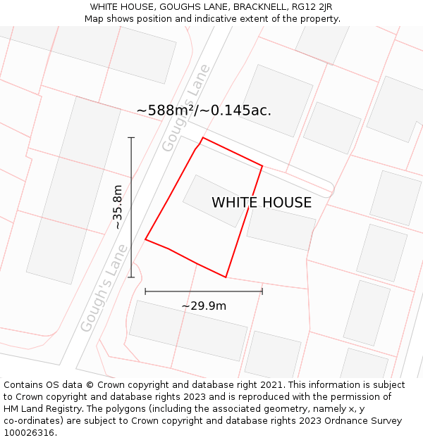 WHITE HOUSE, GOUGHS LANE, BRACKNELL, RG12 2JR: Plot and title map
