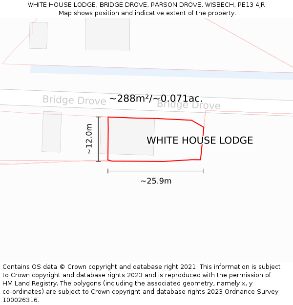 WHITE HOUSE LODGE, BRIDGE DROVE, PARSON DROVE, WISBECH, PE13 4JR: Plot and title map