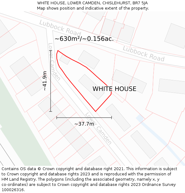 WHITE HOUSE, LOWER CAMDEN, CHISLEHURST, BR7 5JA: Plot and title map