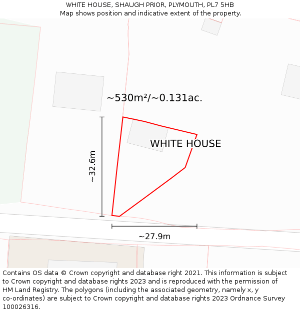 WHITE HOUSE, SHAUGH PRIOR, PLYMOUTH, PL7 5HB: Plot and title map