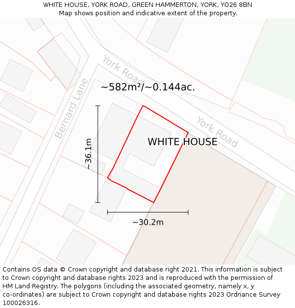 WHITE HOUSE, YORK ROAD, GREEN HAMMERTON, YORK, YO26 8BN: Plot and title map