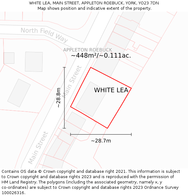 WHITE LEA, MAIN STREET, APPLETON ROEBUCK, YORK, YO23 7DN: Plot and title map