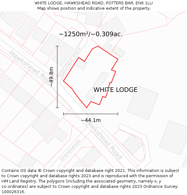 WHITE LODGE, HAWKSHEAD ROAD, POTTERS BAR, EN6 1LU: Plot and title map