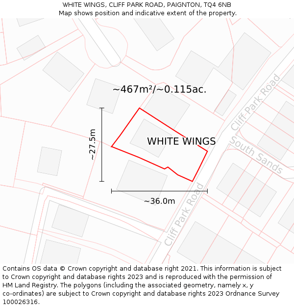 WHITE WINGS, CLIFF PARK ROAD, PAIGNTON, TQ4 6NB: Plot and title map