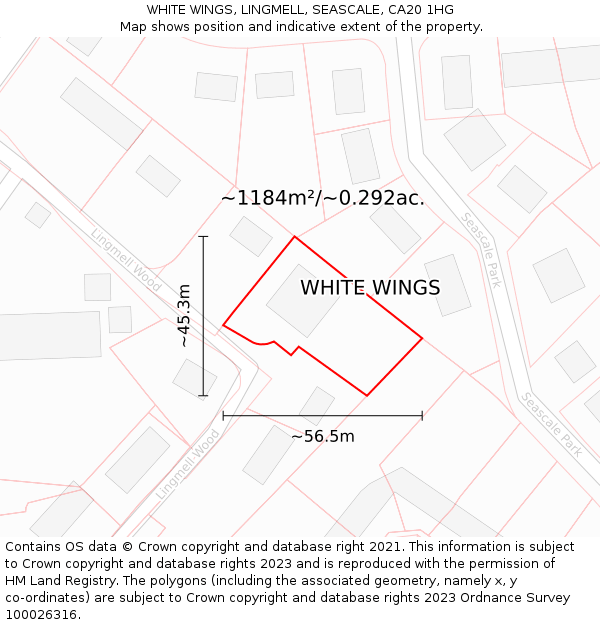 WHITE WINGS, LINGMELL, SEASCALE, CA20 1HG: Plot and title map