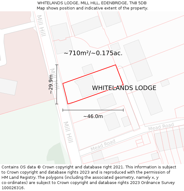 WHITELANDS LODGE, MILL HILL, EDENBRIDGE, TN8 5DB: Plot and title map