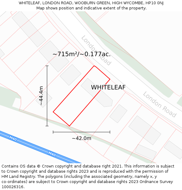 WHITELEAF, LONDON ROAD, WOOBURN GREEN, HIGH WYCOMBE, HP10 0NJ: Plot and title map