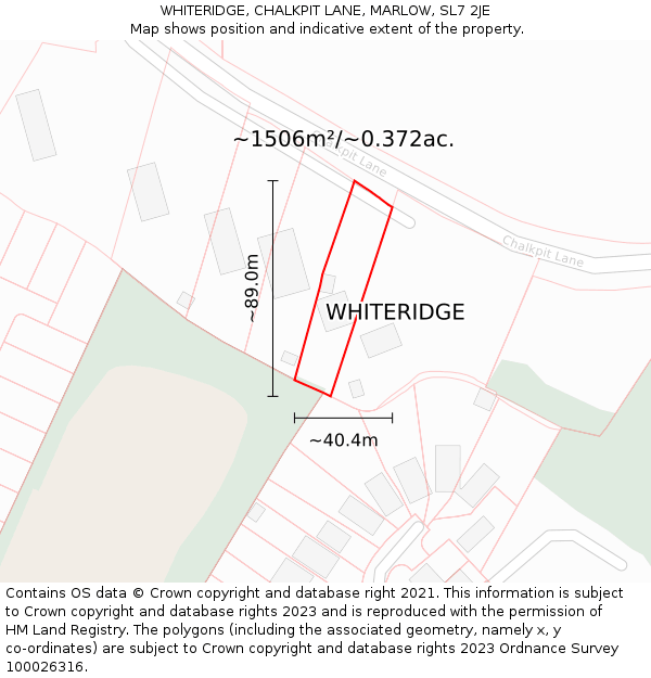 WHITERIDGE, CHALKPIT LANE, MARLOW, SL7 2JE: Plot and title map