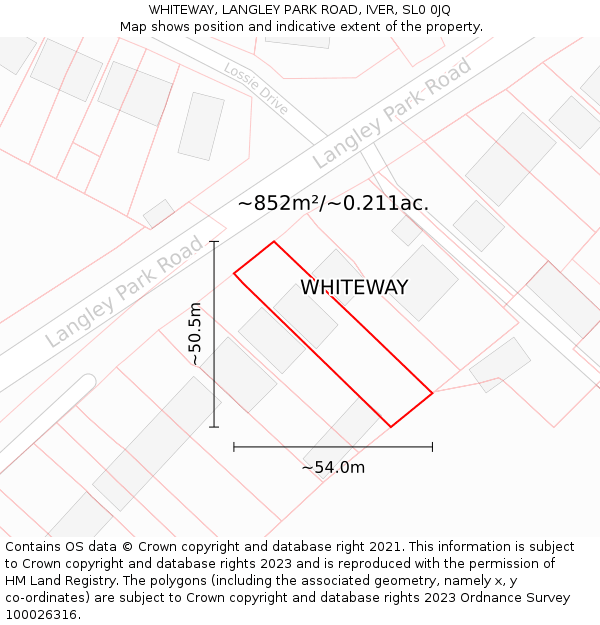 WHITEWAY, LANGLEY PARK ROAD, IVER, SL0 0JQ: Plot and title map
