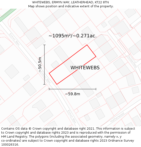 WHITEWEBS, ERMYN WAY, LEATHERHEAD, KT22 8TN: Plot and title map