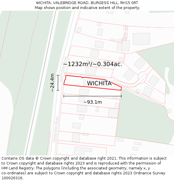 WICHITA, VALEBRIDGE ROAD, BURGESS HILL, RH15 0RT: Plot and title map