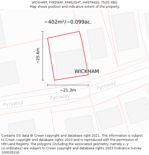 WICKHAM, FYRSWAY, FAIRLIGHT, HASTINGS, TN35 4BG: Plot and title map