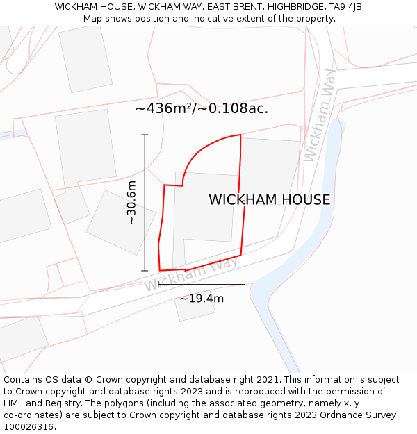 WICKHAM HOUSE, WICKHAM WAY, EAST BRENT, HIGHBRIDGE, TA9 4JB: Plot and title map