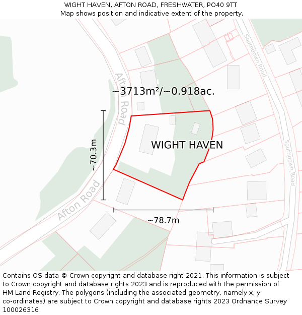 WIGHT HAVEN, AFTON ROAD, FRESHWATER, PO40 9TT: Plot and title map