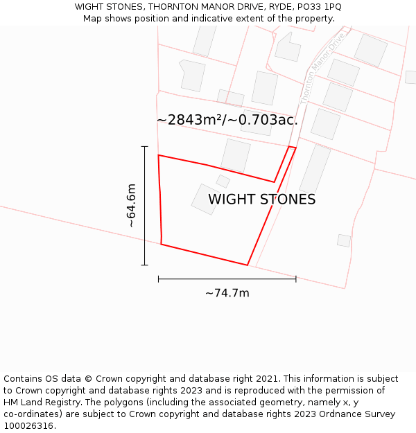 WIGHT STONES, THORNTON MANOR DRIVE, RYDE, PO33 1PQ: Plot and title map