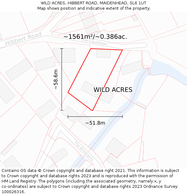 WILD ACRES, HIBBERT ROAD, MAIDENHEAD, SL6 1UT: Plot and title map