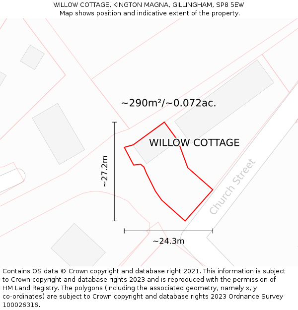 WILLOW COTTAGE, KINGTON MAGNA, GILLINGHAM, SP8 5EW: Plot and title map