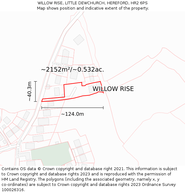 WILLOW RISE, LITTLE DEWCHURCH, HEREFORD, HR2 6PS: Plot and title map
