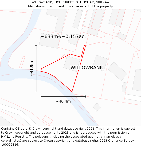 WILLOWBANK, HIGH STREET, GILLINGHAM, SP8 4AA: Plot and title map