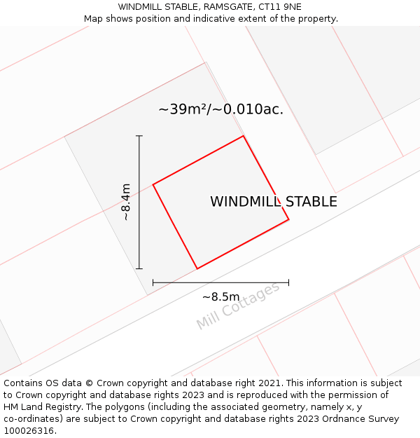 WINDMILL STABLE, RAMSGATE, CT11 9NE: Plot and title map