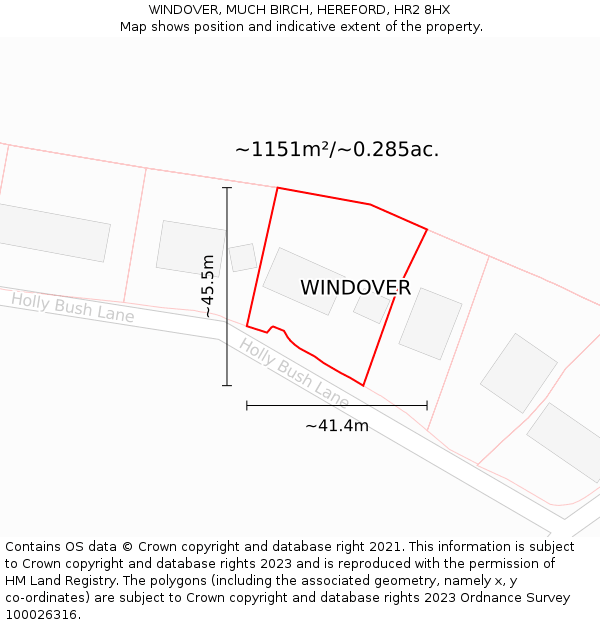 WINDOVER, MUCH BIRCH, HEREFORD, HR2 8HX: Plot and title map