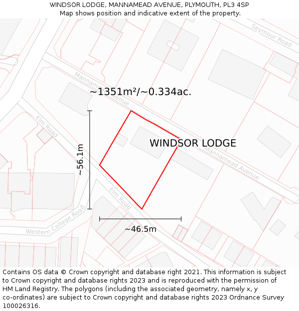 WINDSOR LODGE, MANNAMEAD AVENUE, PLYMOUTH, PL3 4SP: Plot and title map