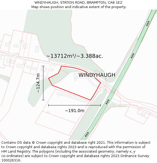 WINDYHAUGH, STATION ROAD, BRAMPTON, CA8 1EZ: Plot and title map