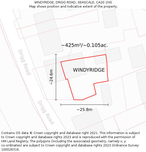 WINDYRIDGE, DRIGG ROAD, SEASCALE, CA20 1NS: Plot and title map