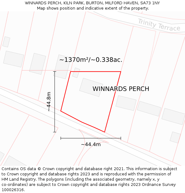 WINNARDS PERCH, KILN PARK, BURTON, MILFORD HAVEN, SA73 1NY: Plot and title map