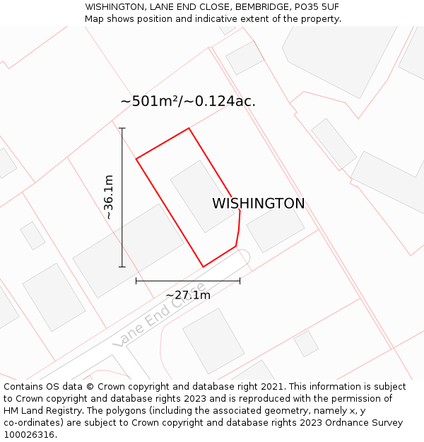 WISHINGTON, LANE END CLOSE, BEMBRIDGE, PO35 5UF: Plot and title map