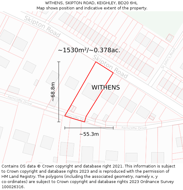 WITHENS, SKIPTON ROAD, KEIGHLEY, BD20 6HL: Plot and title map