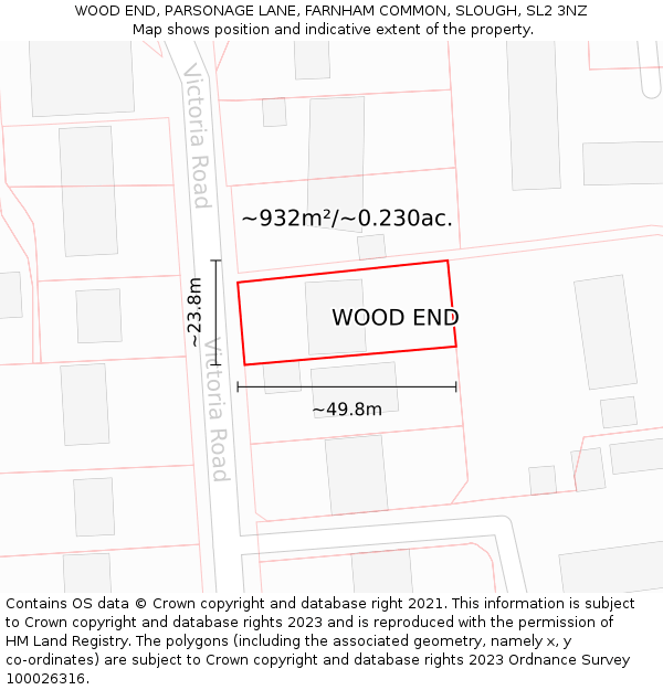 WOOD END, PARSONAGE LANE, FARNHAM COMMON, SLOUGH, SL2 3NZ: Plot and title map