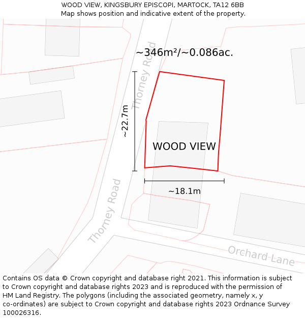 WOOD VIEW, KINGSBURY EPISCOPI, MARTOCK, TA12 6BB: Plot and title map