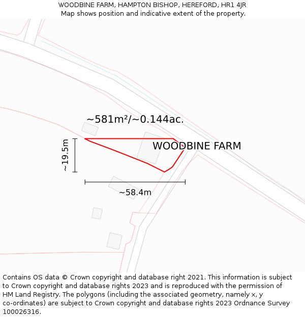 WOODBINE FARM, HAMPTON BISHOP, HEREFORD, HR1 4JR: Plot and title map