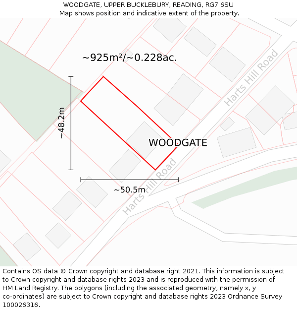 WOODGATE, UPPER BUCKLEBURY, READING, RG7 6SU: Plot and title map