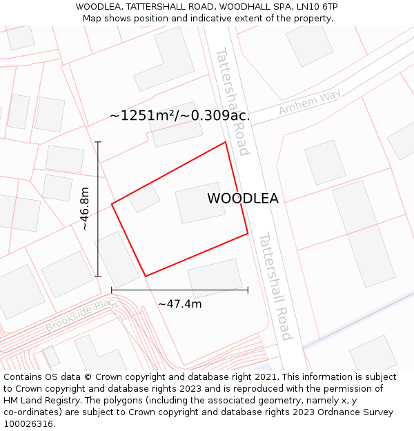 WOODLEA, TATTERSHALL ROAD, WOODHALL SPA, LN10 6TP: Plot and title map