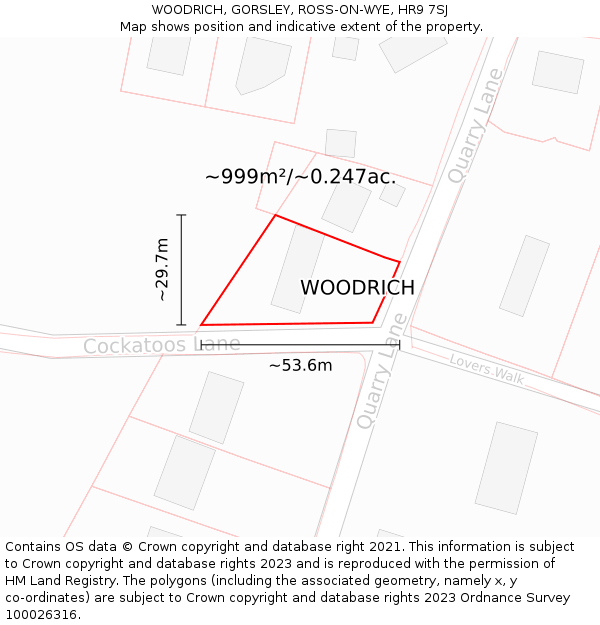 WOODRICH, GORSLEY, ROSS-ON-WYE, HR9 7SJ: Plot and title map