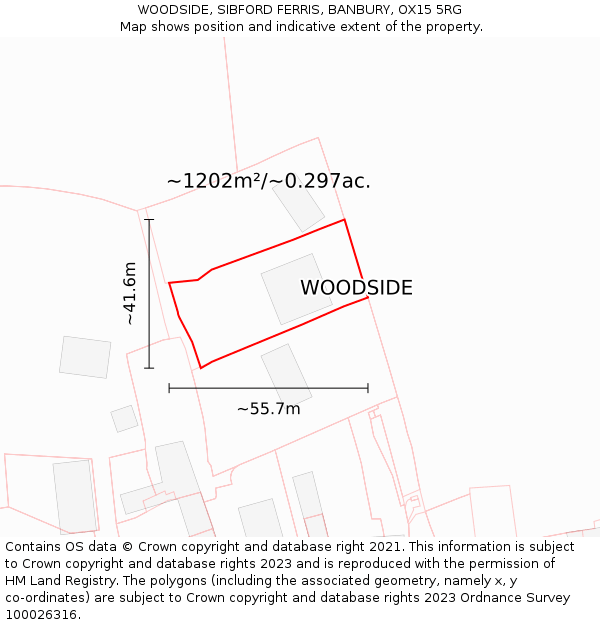 WOODSIDE, SIBFORD FERRIS, BANBURY, OX15 5RG: Plot and title map