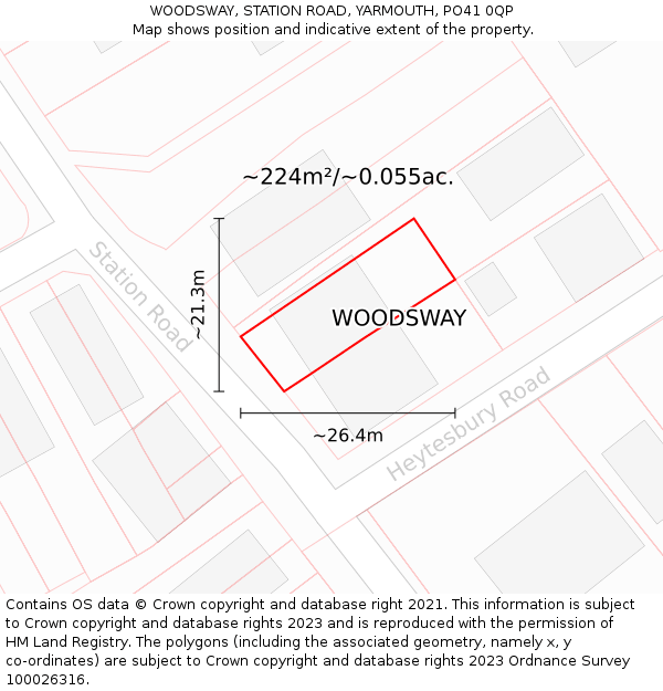 WOODSWAY, STATION ROAD, YARMOUTH, PO41 0QP: Plot and title map