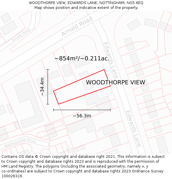 WOODTHORPE VIEW, EDWARDS LANE, NOTTINGHAM, NG5 6EQ: Plot and title map