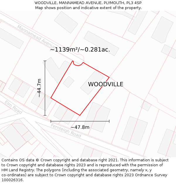 WOODVILLE, MANNAMEAD AVENUE, PLYMOUTH, PL3 4SP: Plot and title map