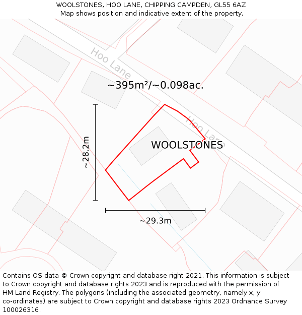 WOOLSTONES, HOO LANE, CHIPPING CAMPDEN, GL55 6AZ: Plot and title map