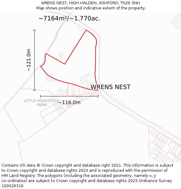 WRENS NEST, HIGH HALDEN, ASHFORD, TN26 3NH: Plot and title map