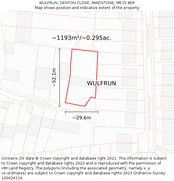 WULFRUN, DENTON CLOSE, MAIDSTONE, ME15 8ER: Plot and title map