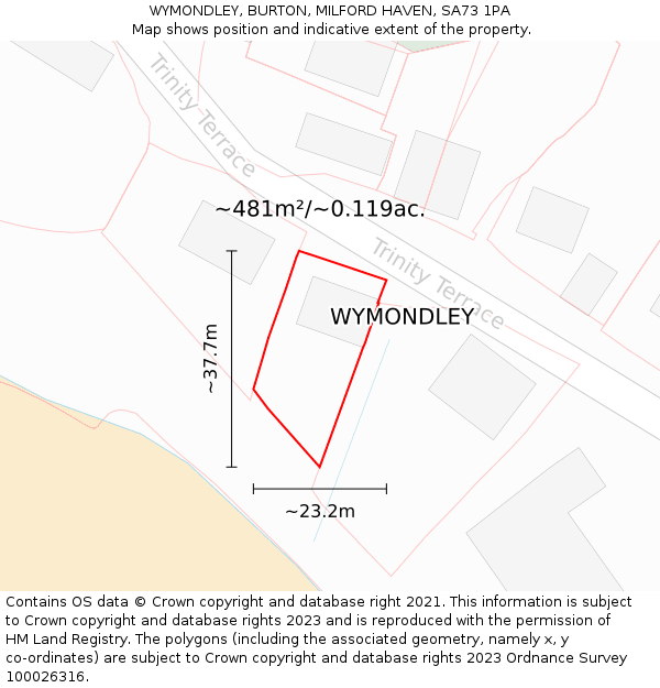 WYMONDLEY, BURTON, MILFORD HAVEN, SA73 1PA: Plot and title map